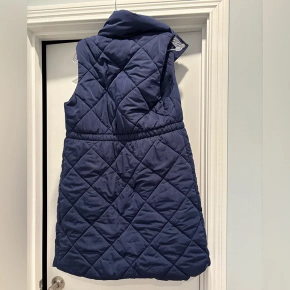 Navy Quilted Long Vest - Picture 5 of 5